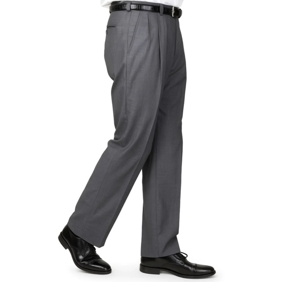 Towncraft Men’s Gray Double Pleated Trousers (Size 36) - Picture 3 of 9